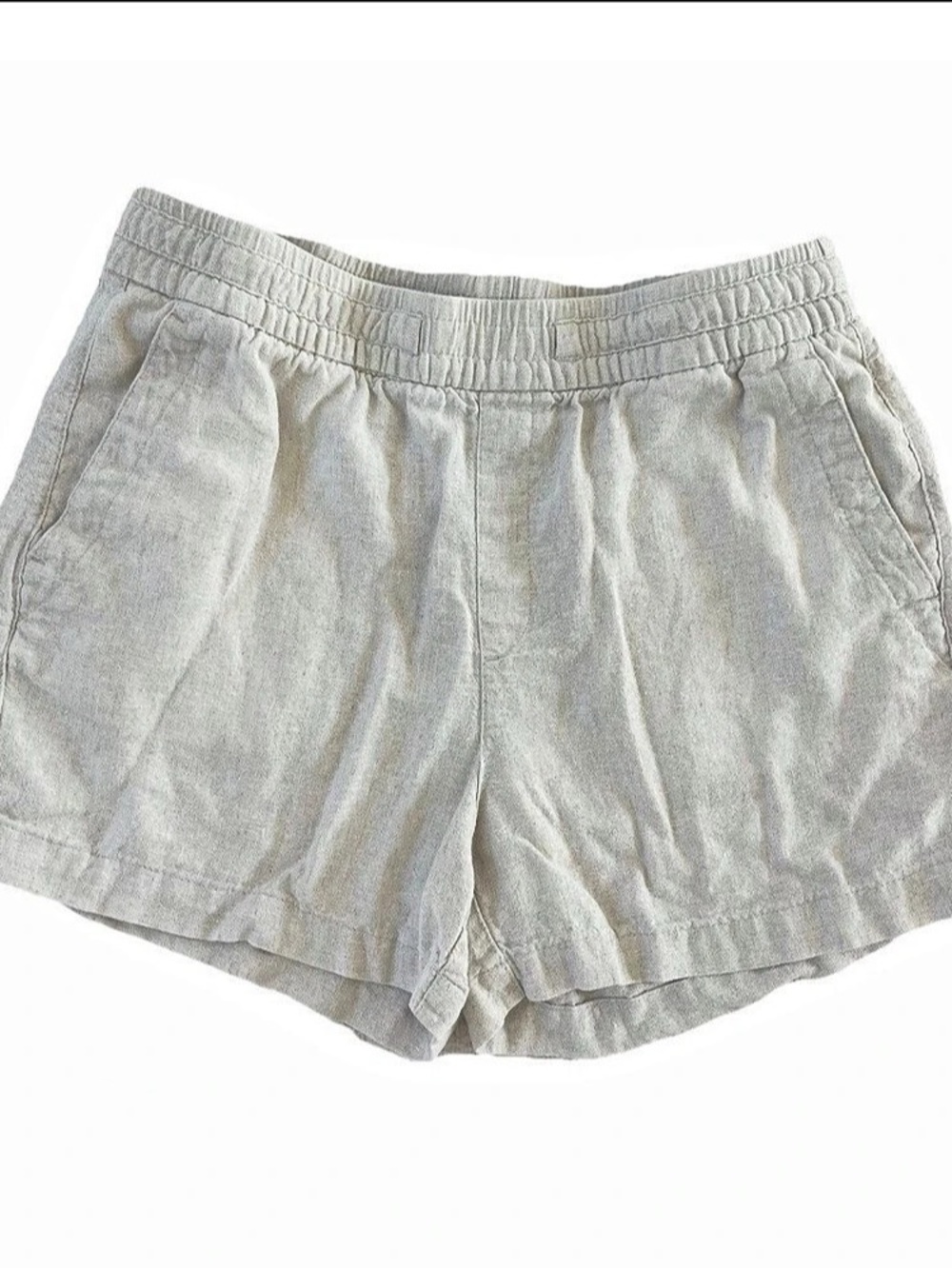 Old Navy Linen Blend Pull On Shorts High Rise Small Flax Beige Tan Neutral